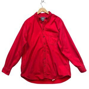 Woodrich Mens Long Sleeve Button Down Shirt Large Red Cotton Casual Pocket
